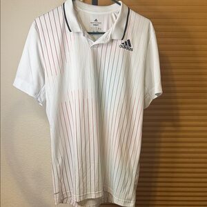 Adidas Men's Polo Shirt with Red and Blue Accents Size L